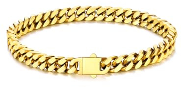 U7 Armband Gold Herren 5mm Panzerkette Armband Edelstahl Armbänder Miami Armkette 21cm Kubanische Gliederarmband Schwer Cuban Bracelet für Jungs Freund Vater Opa