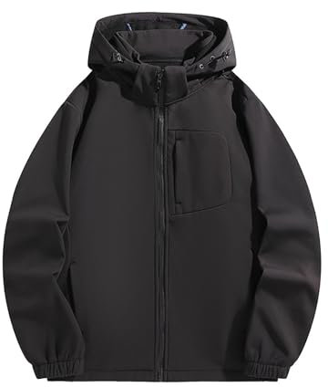 Veste polaire imperméable pour homme - Veste de randonnée pour homme - Veste softshell imperméable avec poches zippées - Manteau d'hiver doublé Sherpa - Veste de marche, Noir , 7XL