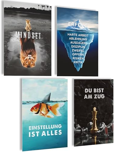 mojoliving Motivation Poster Motivationsbilder Bilder Büro Bilder Poster Aesthetic Fitness Growth Mindset Gym Deko Büro Dekoration Badezimmer Küche - Mindset is Everything