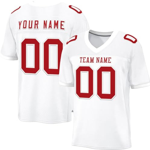 Personalised American Football Shirt Custom Football Jersey Personalised Team Name & Number Sports Uniform Men Women Youth Men's Sports Shirts Quick Dry Breathable T-Shirt A14