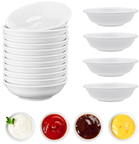 LiuHancsqd Juego de 17 cuencos para salsa de soja, 7,2 x 1,9 cm, redondos, blancos, pequeños cuencos para salsas, mini cuencos para salsa, juego de cuencos para sushi, salsa, especias, aperitivos
