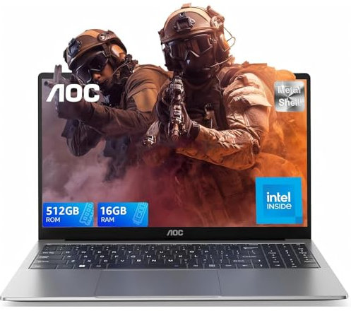 AOC Ordinateur Portable N97 CPU (Up to 3,6 GHz), 16 Go DDR4 RAM 512 Go SSD (jusqu'à 2 to), 1080P PC, 2,4 G+5 G WiFi/BT5.1, USB3.2, HDMI