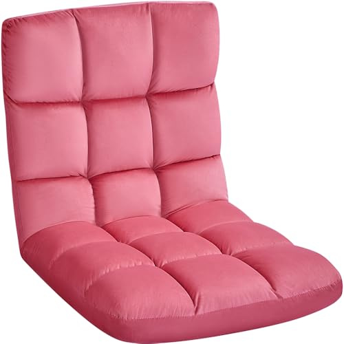 Yaheetech Bodenstuhl Faltbar, Lazy Sofa, Relaxsessel klappbar, Meditationsstuhl, Bodensessel mit Verstellbarer Lehne, Lesesessel für Zuhause oder Büro Rosa