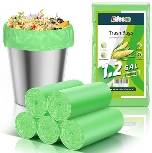 5L Food Caddy Bags & Bin Liners, 120PCS Small Biodegradable Green Waste Bags - Fits Most Kitchen Bins