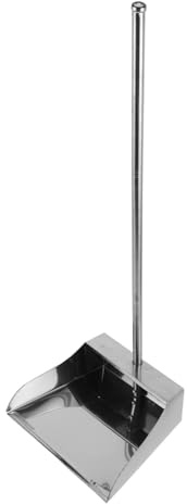 ELAYARD Stainless Steel Dustpan with Long Handle for Home and Outdoor Cleaning Heavy Duty Upright Ground Dustpan Durable Metal Scooper for Floor Debris Pet Hair and Paper Scraps
