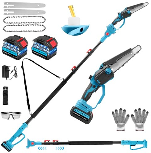 Chainsaw Electric Cordless 12 Inch, 21 V Brushless Motor Bettery Chainsaw with 2 Chains and1* 3000mAh, Handheld Pruning Saw for Wood Cutting Pruning Trees Trimming, Household Friendly