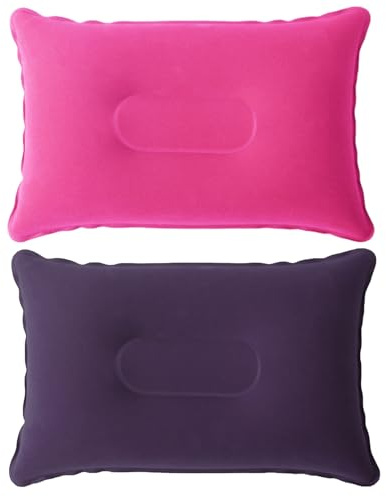 Inflatable Pillow, 2Pcs Blow up Pillow, Ultralight Air Camping Pillows Portable Inflatable Pillow for Camping, for Adults Flocked Surface Cushion Neck Support for Travel Hiking Beach Outdoors Fishing