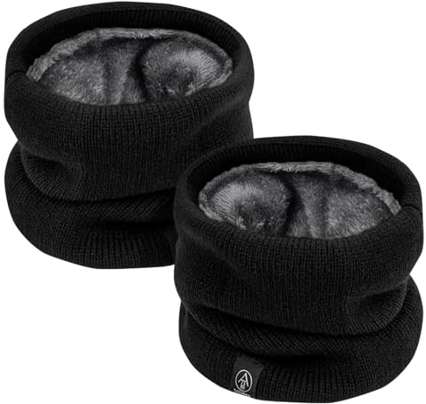 newhsy Neck Warmer Windproof Thermal Knitted Snood Scarf for Men Women Thick Winter Cold Weather Knitted Circle Scarf for Outdoor Sports (Black, One Size)