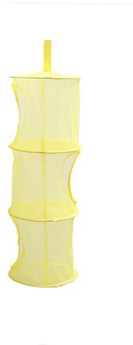 TOBBOMEY Organizer Rete Sospeso con Scomparti Cesto Portaoggetti Giallo per Cameretta Ragazzo Ragazza Ragazza Contenitore Pieghevole per Giocattoli Vestiti e Scarpe Salvaspazio