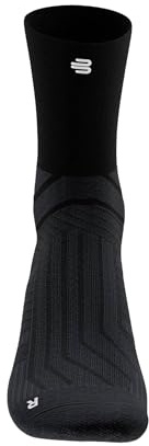BAUERFEIND Calzini da corsa Run Performance Mid Cut Socks 2.0 per corsa e fitness, 1 paio di calzini sportivi con zone funzionali (tecnologia di supporto Arch), calze da corsa, Nero , 42-45