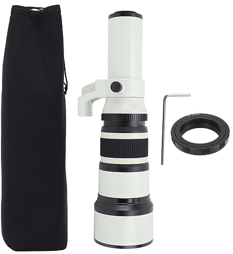 500mm F6.3 Teleobiettivo per con 4 Elementi e Corpo in Lega - Alta Precisione Ottica e T2 AI Adapter per Astrofotografia e Fotografi Naturalisti (Bianco)