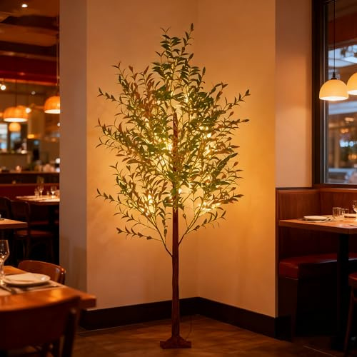 UISEBRT Árbol de Navidad con iluminación LED, árbol de Navidad IP44, impermeable, para Navidad, boda, cumpleaños, fiesta, primavera, interior y exterior, 180 cm, con 300 LED de color blanco cálido