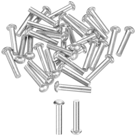 QUARKZMAN 50 Pcs Remaches De Aluminio Sólidos De Cabeza De Brasero, Diámetro M5 X Longitud 25mm Remaches De Aluminio De Cabeza Redonda Para Reparación De Barcos, Industria Aeronáutica