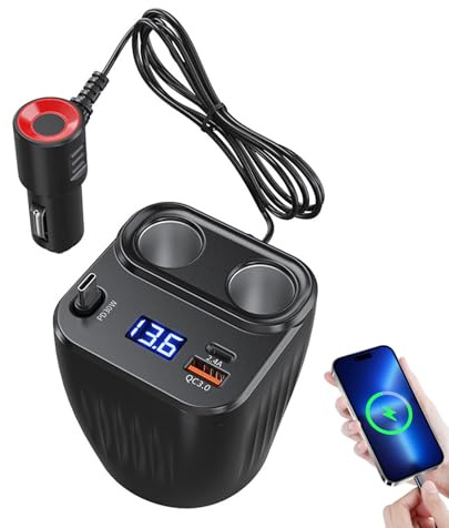 Adaptador Cargador De Coche | Cable de Carga Ajustable Antideslizante de 60W Plug and Play | Cargador Rápido De Coche Con 2 Puertos USB | Para Baterías Móviles Hombres Mujeres Coche Y Camión