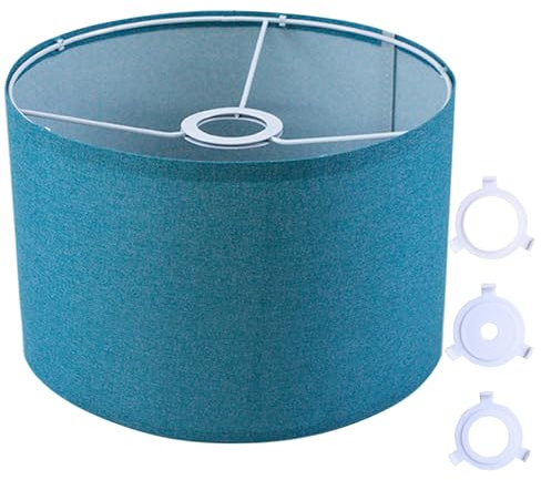 Stoff Lampenschirm, lampenschirme mit Konverter für E27, E26,E14,11mm | Ø 30cm x H 20cm Seeblau lampenschirm für Tischlampe Wandlampe, Naturleinen Hardcover Handgefertigt