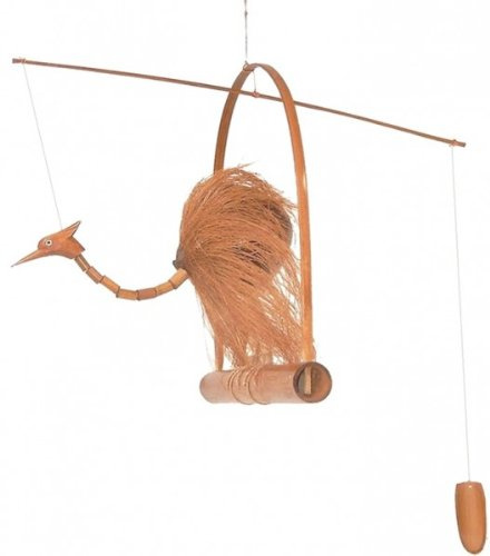 Kunsthandwerk Asien Windspiel Vogel Natur groß aus Holz | Liebevoll gestaltetes Vogel-Windspiel aus Holz mit natürlichem Charme für Garten, Balkon und Terrasse