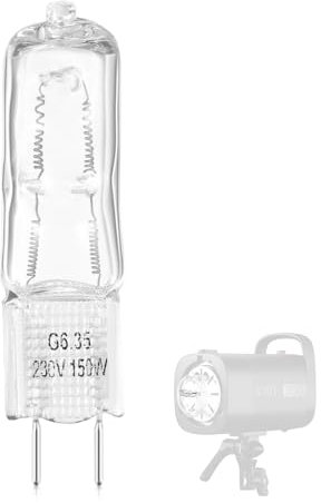 Neewer 230V 150W Modeling Lamp, 2600K Halogen Modeling Light Bulb with Heatproof Porcelain E26 Base, 1710lux/1m Max Illuminance, 9 Dimming Levels S101 Series Studio Flash, G6.35