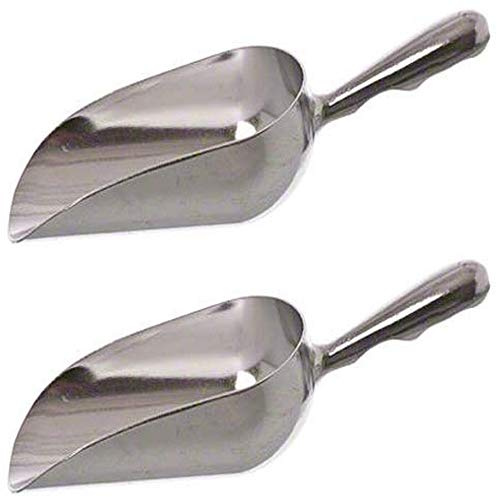 SET OF 2, 12 Oz. (Ounce) Bar Ice Scoop, Dry Bin Scoop, Dry Goods Scoop, Candy Scoop, Spice Scoop, Cast Aluminum