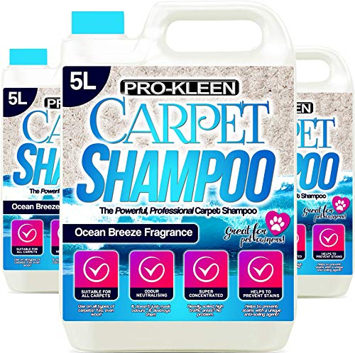 Pro-Kleen Professional Carpet & Upholstery Shampoo 15L – Ocean Fragrance - High Concentrate Cleaning Solution - Suitable For All Machines