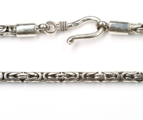 Drachensilber Schmuck Königskette Silber 3mm stark, 50cm lang rund aus 925 Sterlingsilber handgefertigt, Halskette Silberkette