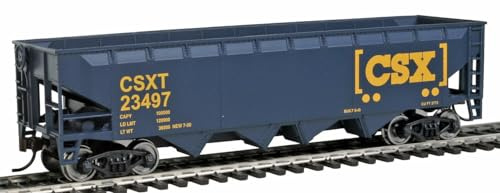 Walthers Trainline Offset Hopper-Ready to Run-CSX Transportation (Blue, Yellow; Boxcar Logo) 931-1425 Ho Scale Model Railroad - Freight Model