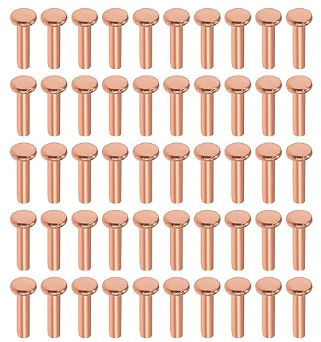 sourcing map 100 Stk M2.5mm x 10mm lang Flach Kopf Bolzen Kupfer Solide Niet Befestigung de | Solide Niet Befestigung de