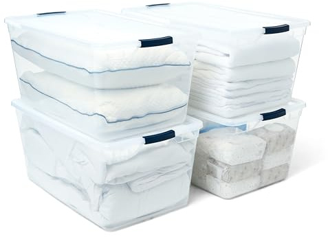 Rubbermaid Aufbewahrungsbehälter aus Kunststoff, stapelbar, mit robusten transparenten Deckeln mit Einrastfunktion