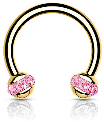 beyoutifulthings Hufeisen-Piercing Kristall Kugel Universal-Piercing Brust Nippel Nase Septum Ohr Daith Helix Cartilage viele Farben 1,2/8mm