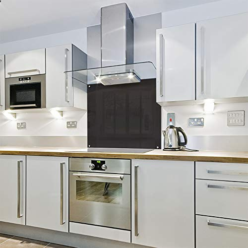 Black - Colour Block Glass Splashback (600w x 600h)