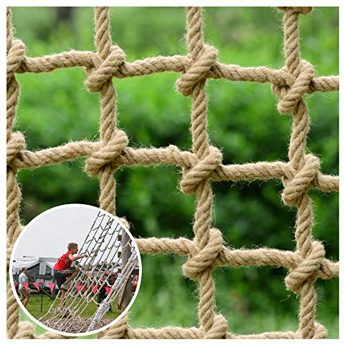TGHY Kinder Kletternetz 16mm Hanfseilnetz Kindersicherheitsnetz Balkontreppe Gartenschutznetz Decke Hängebrücke Dekorativ Wasserdicht Verschleißschutz,15cm,5 * 3M(16 * 10ft)