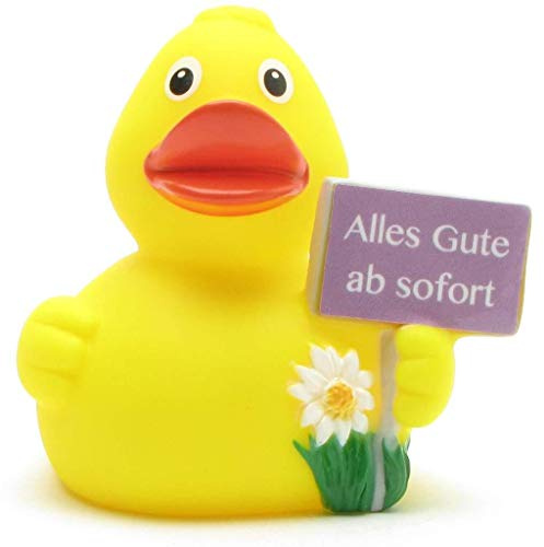 Duckshop Alles Gute ab sofort Badeente I Quietscheente I L: 8 cm