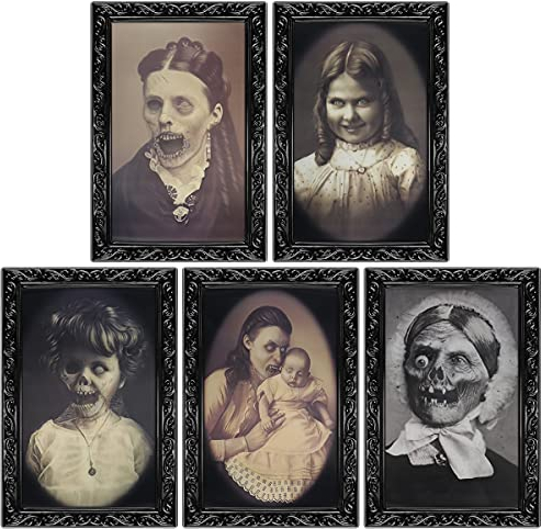 FHzytg Halloween Wackelbild & Grusel Bild - 5 Stück 3D Horror Bilder für Halloween