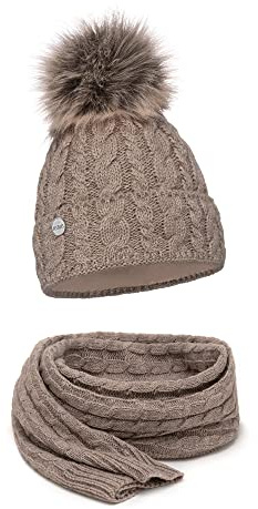 ELIMELI® Damen Winter Mütze warme Strickmütze Wintermütze mit Bommel Slouch Strick Beanie Damen für Winter Bommelmütze Hergestellt in EU Farbenauswahl 15568