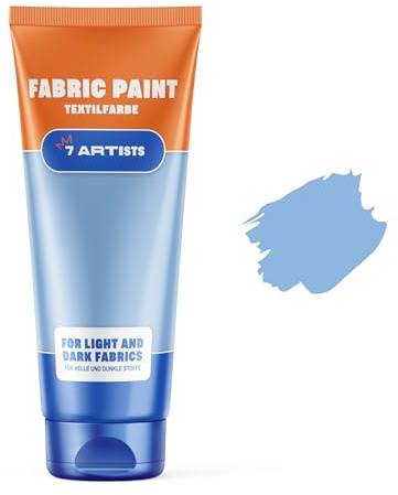 7 Artists Pintura Textil Azul Celeste 60 ml – Pinturas para Tela y Cuero Permanente y Lavable | Pintura para Ropa, Zapatillas y Jeans | Pinturas Textiles para Tela | Fabric Paint Profesional