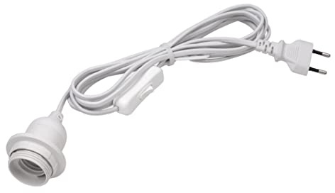 Meister Lampsockel E27 – 5 meter – vit – med på/av-brytare – perfekt för gör-det-själv-projekt – lämplig för stående och hängande lampor/lampupphängning med strömbrytare/kabel för
