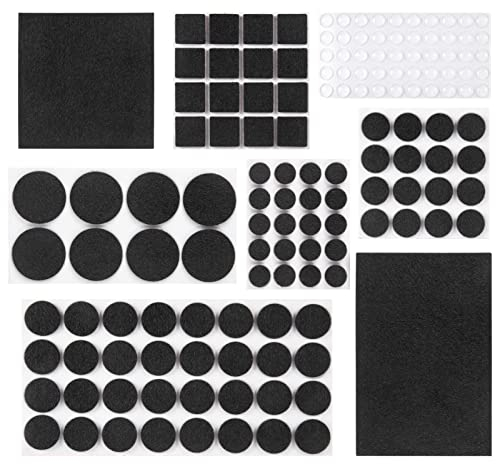 Filzgleiter Selbstklebend Set,moinkerin 144 Stücke Filzgleiter für Stühle(Eckig und Rund) - Schwarz Stuhl Filzgleiter 3mm Dicke Möbel Filzgleiter für Möbelfüße Stuhlbeine, Hartholzböden
