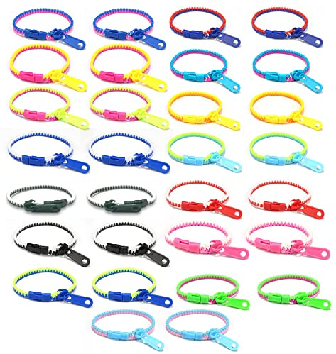 YSDYY armband med dragkedja i 30 blandade färger, sensoriska leksaker, stresslindring, vänskapsarmband för barn, modesmycken, födelsedagsfest gåvor för pojkar och flickor