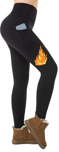 ineepor Leggins Termici Donna Invernali Felpati con Tasche Leggings Resistenti all'Acqua a Vita Alta