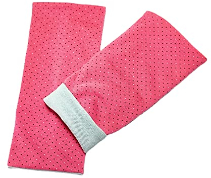 Britta Meier Pulswärmer, Midi-Arm-Stulpen, zum wenden geeignet, 2 Lagen Baumwolljersey (Rosa-Pink-Hellgrau)