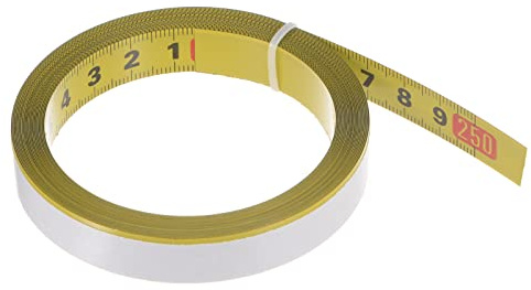 sourcing map Self Adhesive Tape Measure 250cm Metric Middle to Both Sides Reading Sticky Measuring Tape Steel Workbench Ruler, Yellow