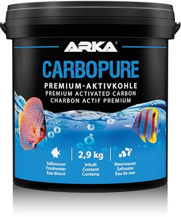 Aktivkohle Aquarium 5 L - Carbopure Filterkohle für klares Wasser | Filtermaterial, dampfaktiviert, mit Filterbeutel, entfernt Trübung, Medikamentenreste, Gelbstoffe, Süßwasser Meerwasser