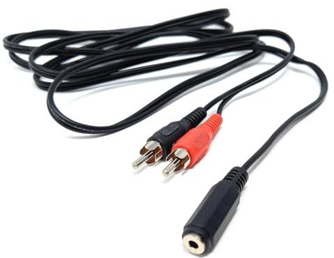 DRUT 1m 3.5mm Stereo Jack Socket to Twin Phono RCA Phono Male Plug, Audio Adapter Extension Cable Lead 3.3ft