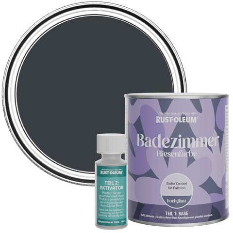 Rust-Oleum wasserfeste dunkelgrau Fliesenfarbe für Badezimmer in Hochglanz Finish - Anthrazit (Ral 7016) 750ML