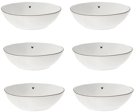Bastion Collections 6er Set Müslischalen Heart flach mit schwarzem Herz D. 17cm