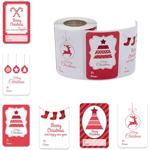 CHANGAR Weihnachtsanhänger Aufkleber Selbstklebende Weihnachtsfeiertage von Labels Weihnachtsdekorative Geschenketiketten (250 Stücke, 2.95 x 1.96 Zoll)