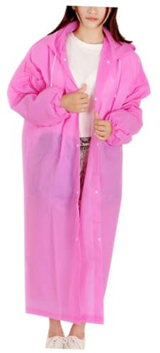 Kisangel 3stücke Wiederverwendbarer Regenponcho Für Erwachsene Rosa Dickes Eva Material Wasserdichter Regenmantel Mit Kapuze Und Elastischen Ärmelbündchen Für Wandern Camping Und Reisen Ein