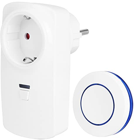 Nachukan Prise De Courant avec Télécommande sans Fil – Contrôleur D'appareils électroménagers à 2 Voies, Prise Et Sortie De Télécommande électrique Domestique(EU Standard-Bleu Blanc)