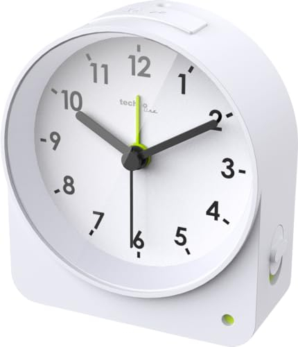 Technoline ModellZ Quarzwecker mit schleichendem Sekundenzeiger, ohne Ticken, analog, Hintergrundbeleuchtung, Nachtlicht-Funktion,