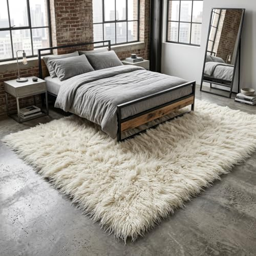 FLOKATI SHAG Ultra Thick 6x9 Rug. Long 4 Organic Wool Pile. Stylish Greek Wool Area Rug.