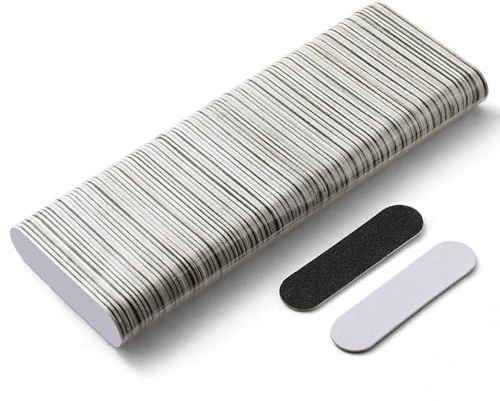 YIXINGHAOL 100 Pcs Disposable Manicure Tools,Professional Mini Nail Files | 180/240 Grit Black & White Wooden Sandpaper,Portable 5x1.3cm Double-Sided Shaping Boards for Men,Women & Pets